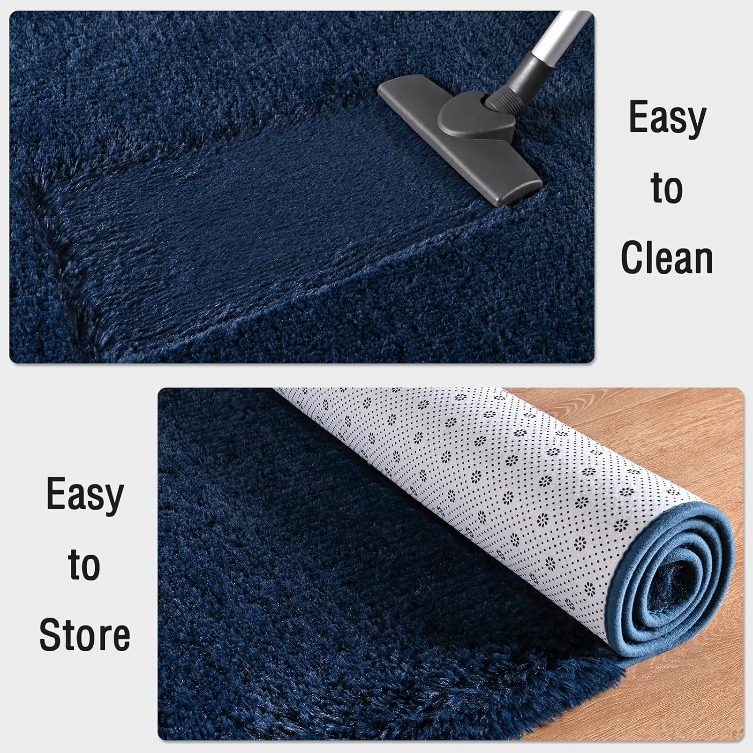 Fluffy Navy Blue Rugs for Bedroom, 4x6 Feet Dark Blue Area Rug for Living Room, Soft Shaggy Plush Cute Floor Carpet for Boys Kids Girls Bedroom, Non-Slip and Washable Carpets for Home Decor