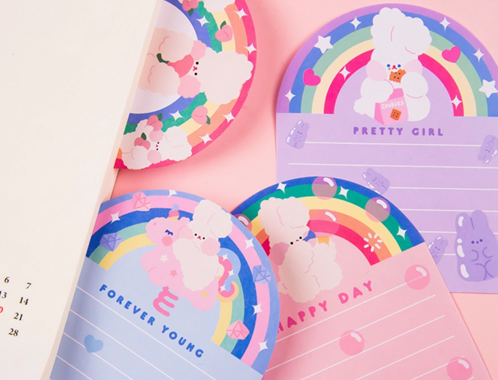 Fluffy Rainbow Cute Rabbit Memo Pad