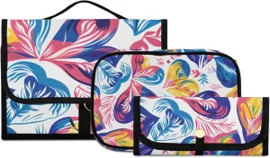 Foldable Hanging Travel Toiletry Organizer Set 3-Piece with Cosmetic Bag & Brush Holder - Heart (8)