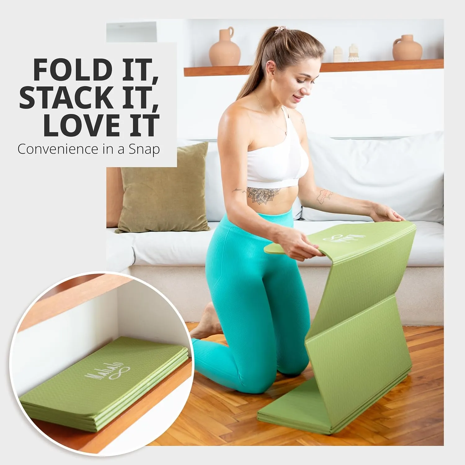 Foldable Yoga Mat   Carry Bag, 6mm 7-fold Workout Mat, Easy to Store, Anti-Slip Folding Exercise Mat for Yoga, Pilates, Home Workouts, and Floor Exercises