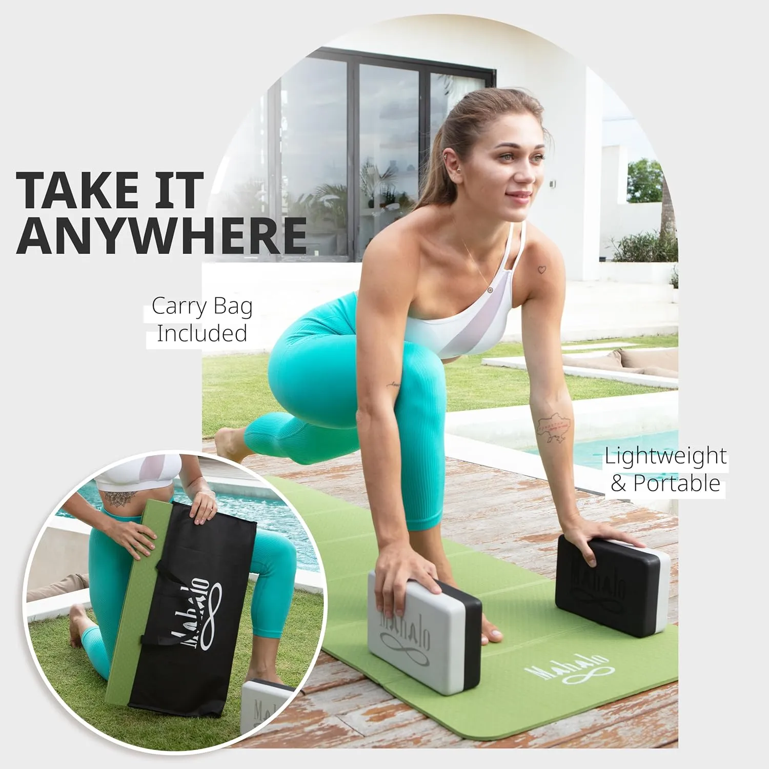 Foldable Yoga Mat   Carry Bag, 6mm 7-fold Workout Mat, Easy to Store, Anti-Slip Folding Exercise Mat for Yoga, Pilates, Home Workouts, and Floor Exercises