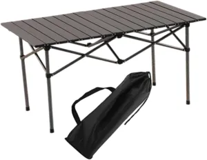 Folding Camping Table,Easy to Set up Lightweight Sturdy Foldable for 2-4 Persons,Side Table for Beach Trips, Backyard,Hiking, Silvery