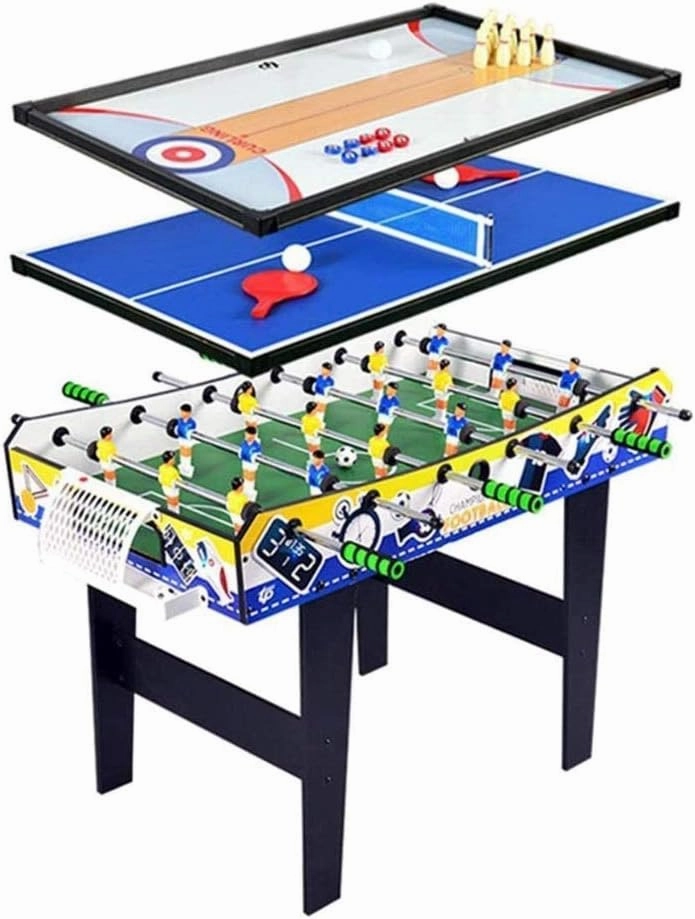 Foosball Table Game Billiards Combo 4 in 1 Multi Set Mini Ball Steady Pool Table, Shuffleboard Soccer Tennis Children's Play Sports Xmas Gift