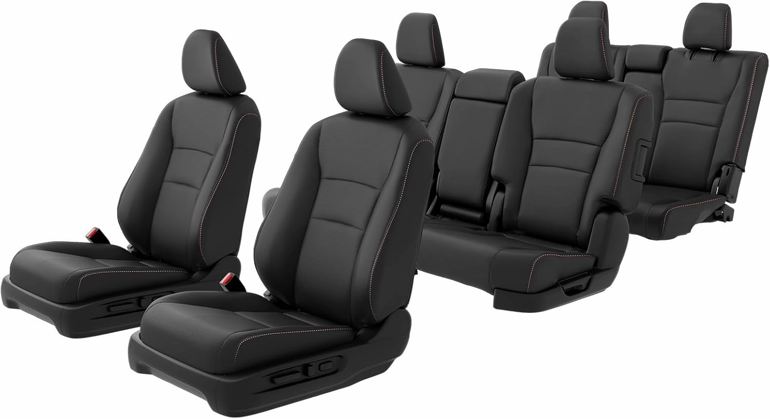 for Honda Pilot Seat Covers, Full Set Custom Car Seat Protectors Fit Pilot EX-L, Special Edition, Touring, Sport 2016 2017 2018 2019 2020 2021 2022 - 8 Seats, Full Coverage Waterproof, Black Red
