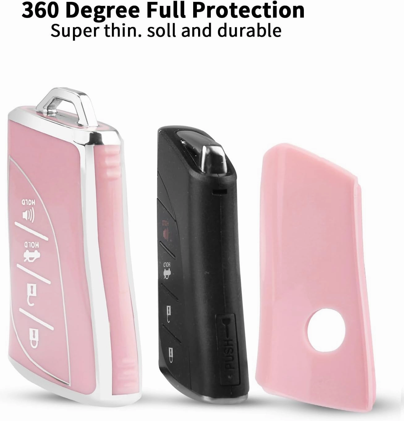 For Lexus Key Fob Cover Fit for 4 Buttons TPU Full Cover for Lexus ES350 ES300h UX200 LS500 LS500H LC500 LC500h (Pink)