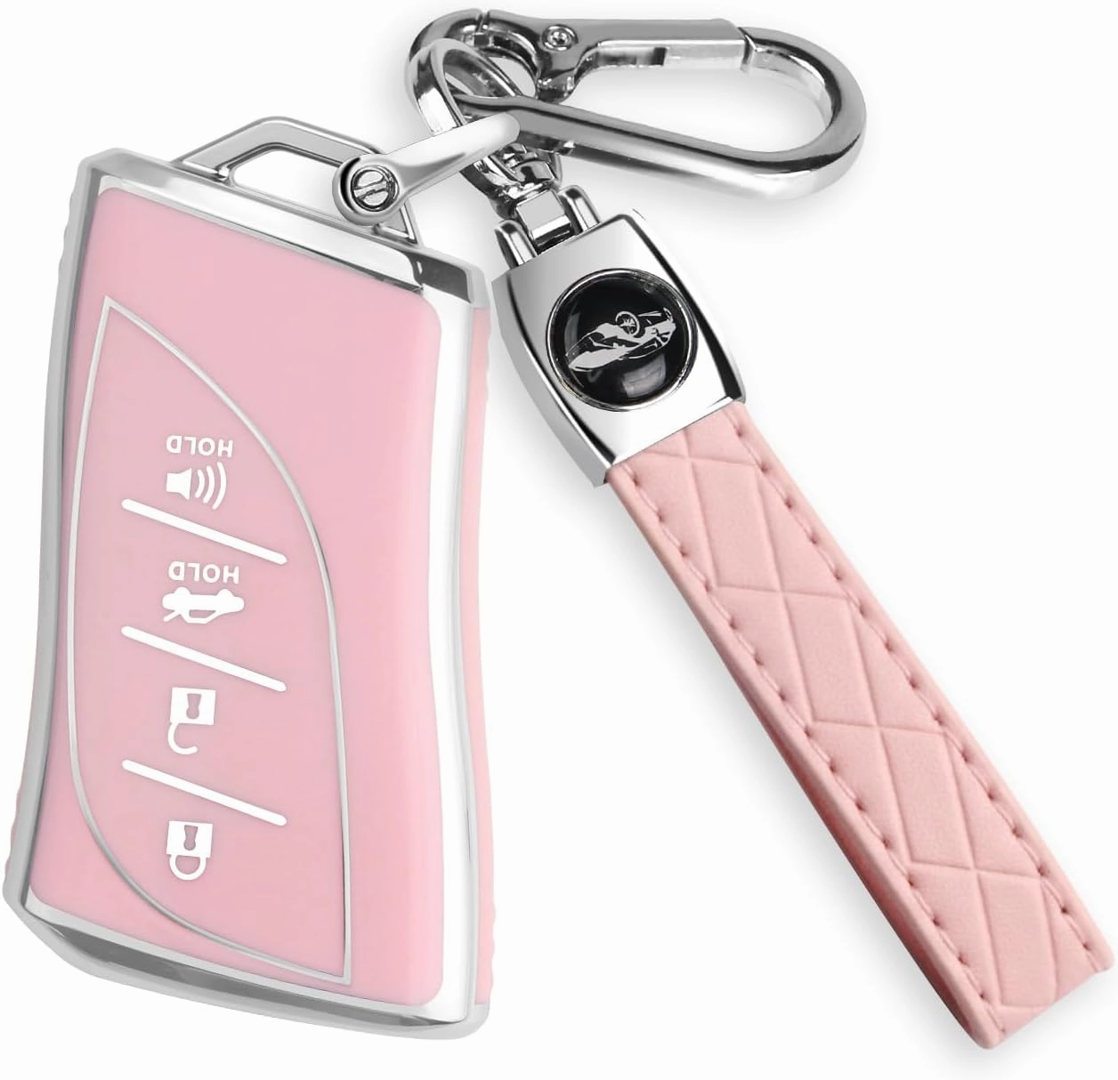 For Lexus Key Fob Cover Fit for 4 Buttons TPU Full Cover for Lexus ES350 ES300h UX200 LS500 LS500H LC500 LC500h (Pink)
