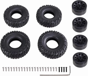 for WPL for C14 C24 C34 C44 B14 B16 B36 for Feiyu for Jjrc 1/16 Rc Car Clip Type Tire Soft Tire Skin Upgrade Metal Parts Accessories RC Upgrade Parts(Black)