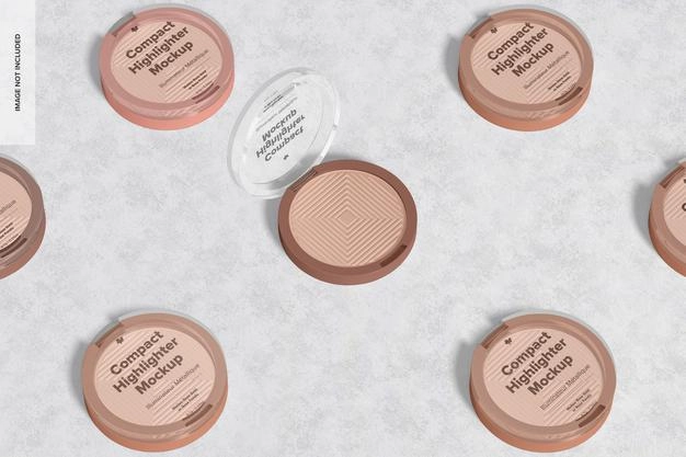 Free Compact Highlighter Packaging Set Mockup Psd