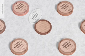 Free Compact Highlighter Packaging Set Mockup Psd