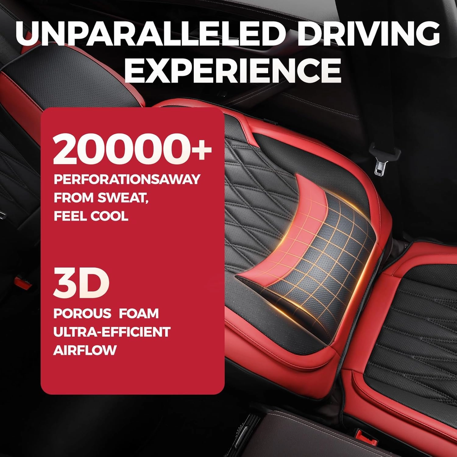FREESOO Black Red Car Seat Covers Full Set - Faux Nappa Leather Seat Covers for Cars, Breathable Waterproof Front Seats with Lumbar Support and Rear Seat Cover, Fit for Automotive Sedans SUVs Pickups