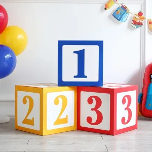 Friend Street Party Decoration 3Pcs 123 Balloon Box for Toys Inspire Story 123 Number Blocks Birthday Baby shower Kindergarten Back to School Party Decorations (123)