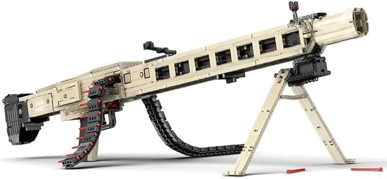 FULHOLPE Gun Building Block, 1886 Pcs Manually Loaded Shooting Blaster Model Kit with Motors, Motorized Military MG-42 Maschinengewehr Weapon Building Kit Compatible with Major Brands