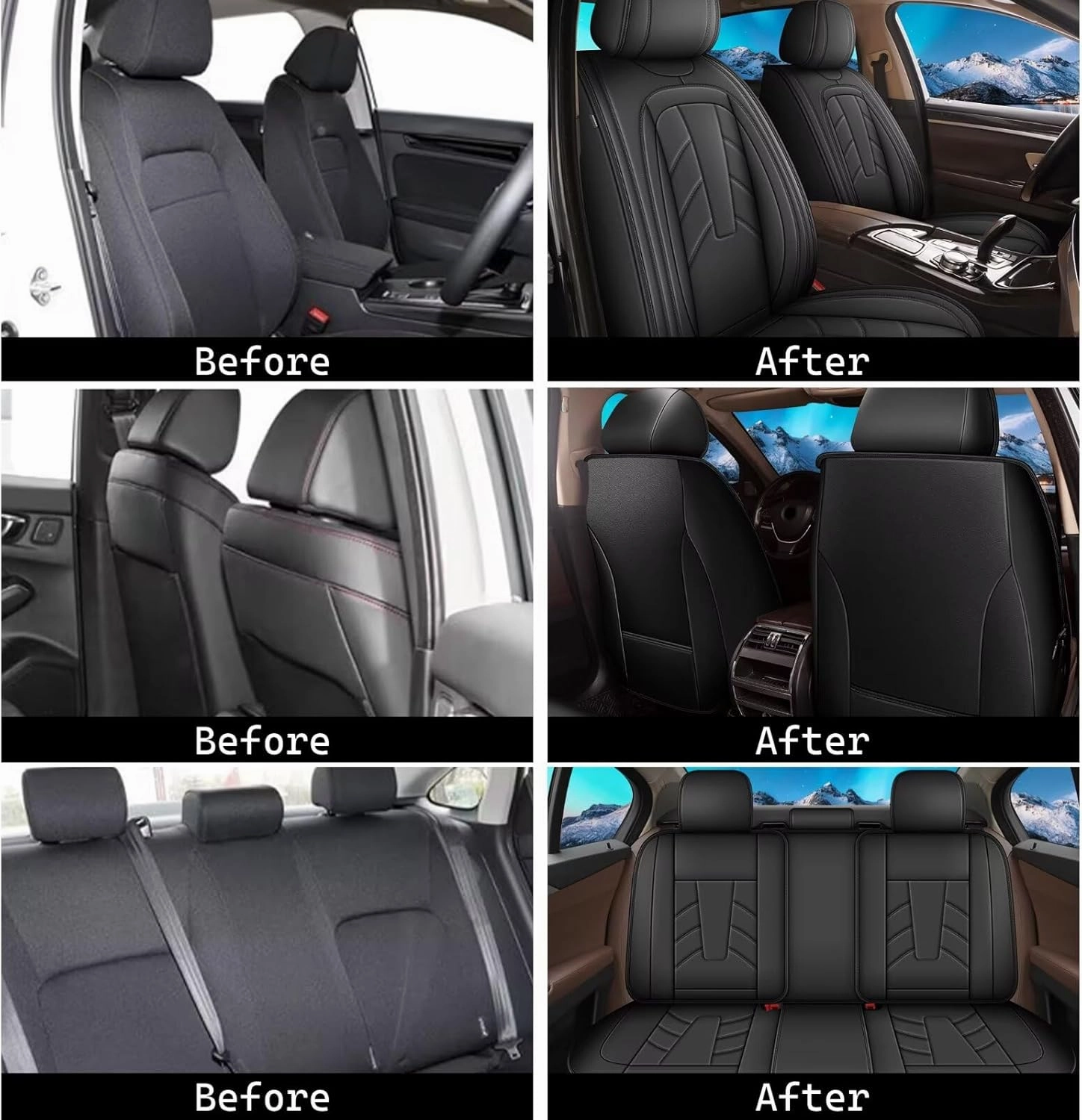 Full Car Seat Covers Leather Car Seat Covers Fit for Nissan Sentra 2008-2025 Waterproof and Anti Staining Auto Protector 2 Rows 5 Seats(Black)