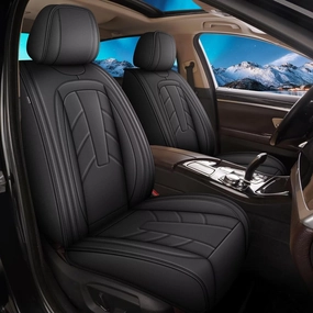 Full Car Seat Covers Leather Car Seat Covers Fit for Nissan Sentra 2008-2025 Waterproof and Anti Staining Auto Protector 2 Rows 5 Seats(Black)