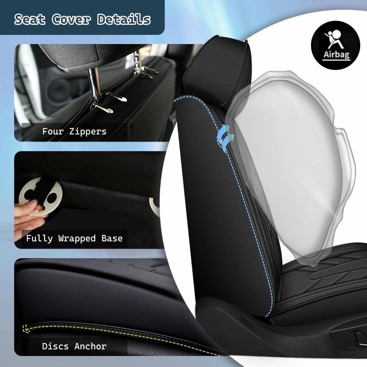 Full Car Seat Covers Leather Car Seat Covers Fit for Nissan Sentra 2008-2025 Waterproof and Anti Staining Auto Protector 2 Rows 5 Seats(Black)