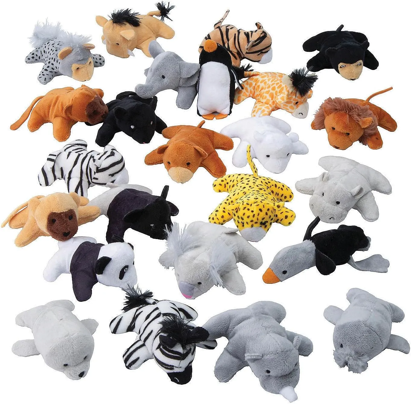 Fun Express 25pc Mini Zoo Plush Animal Set - Toys - Plush - Stuffed Zoo & Safari - VBS Vacation Bible School Supplies/Decor - 25 Pieces