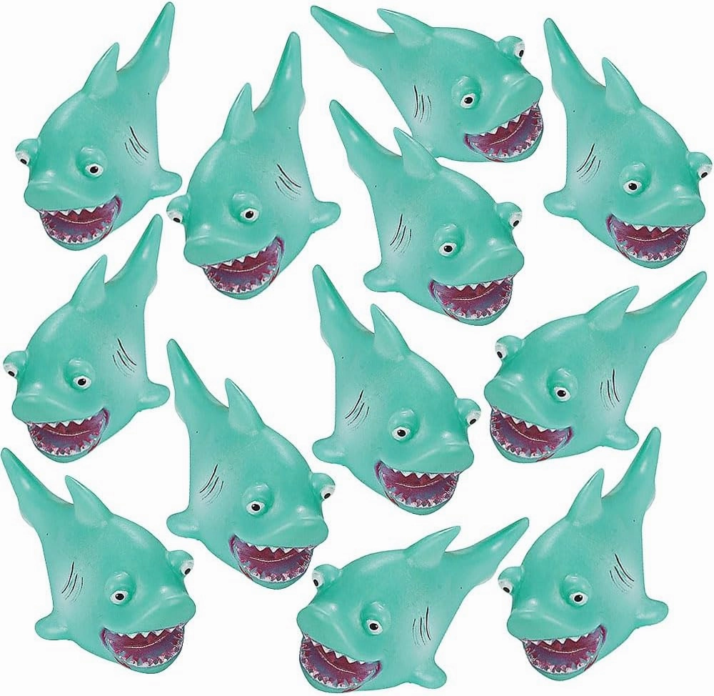 Fun Express Mini Shark Squirt Toys - Set of 12 - Pool, Bath and Party Favor Handouts - VBS Vacation Bible School Supplies/Decor