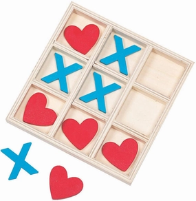 Fun Express Valentine Wooden TIC TAC Toe Game - Toys - 10 Pieces