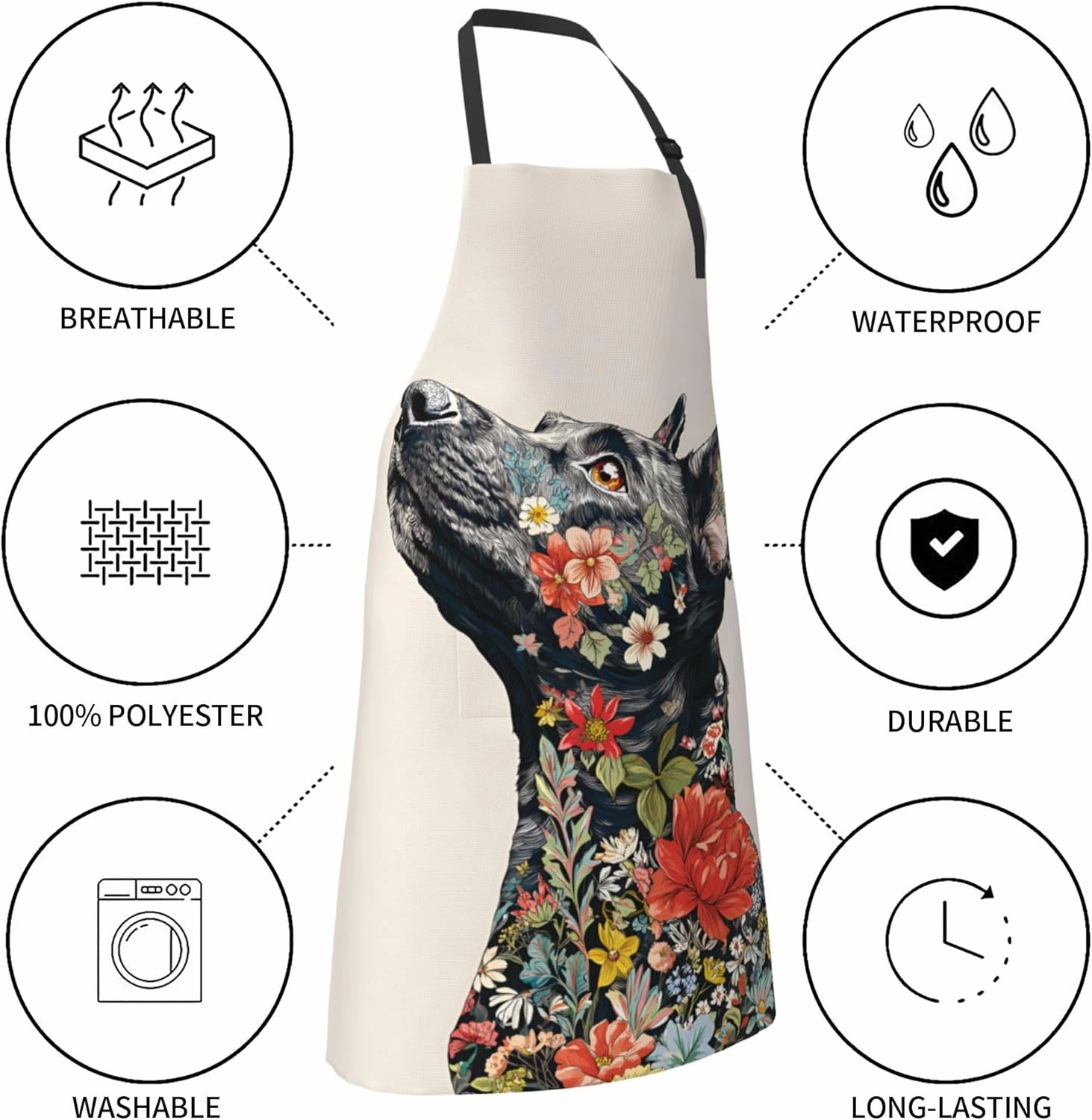 Funny Animal Apron with 2 Pockets Waterproof for Men Women Kitchen Garden Decor