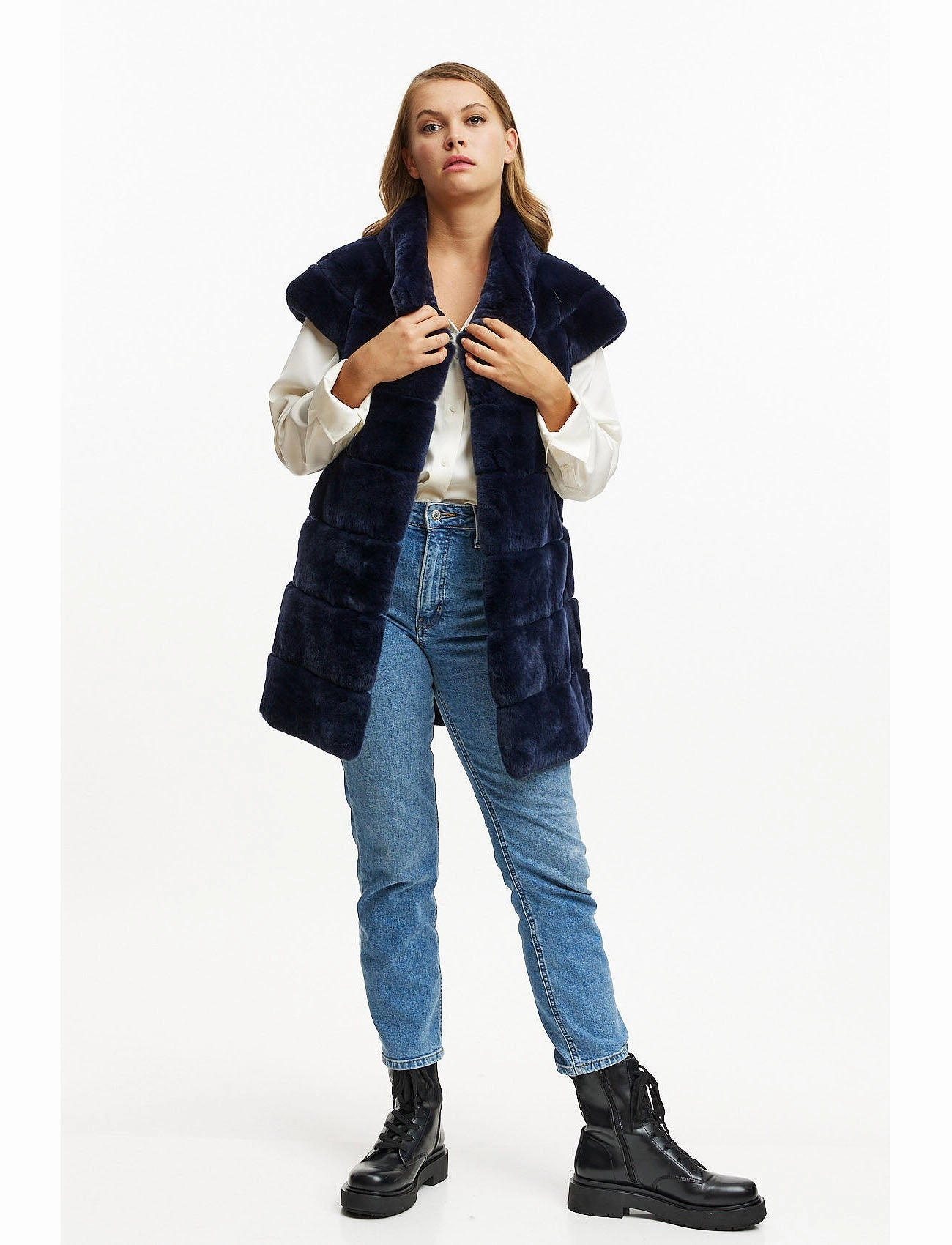 Fur Gilet - navy