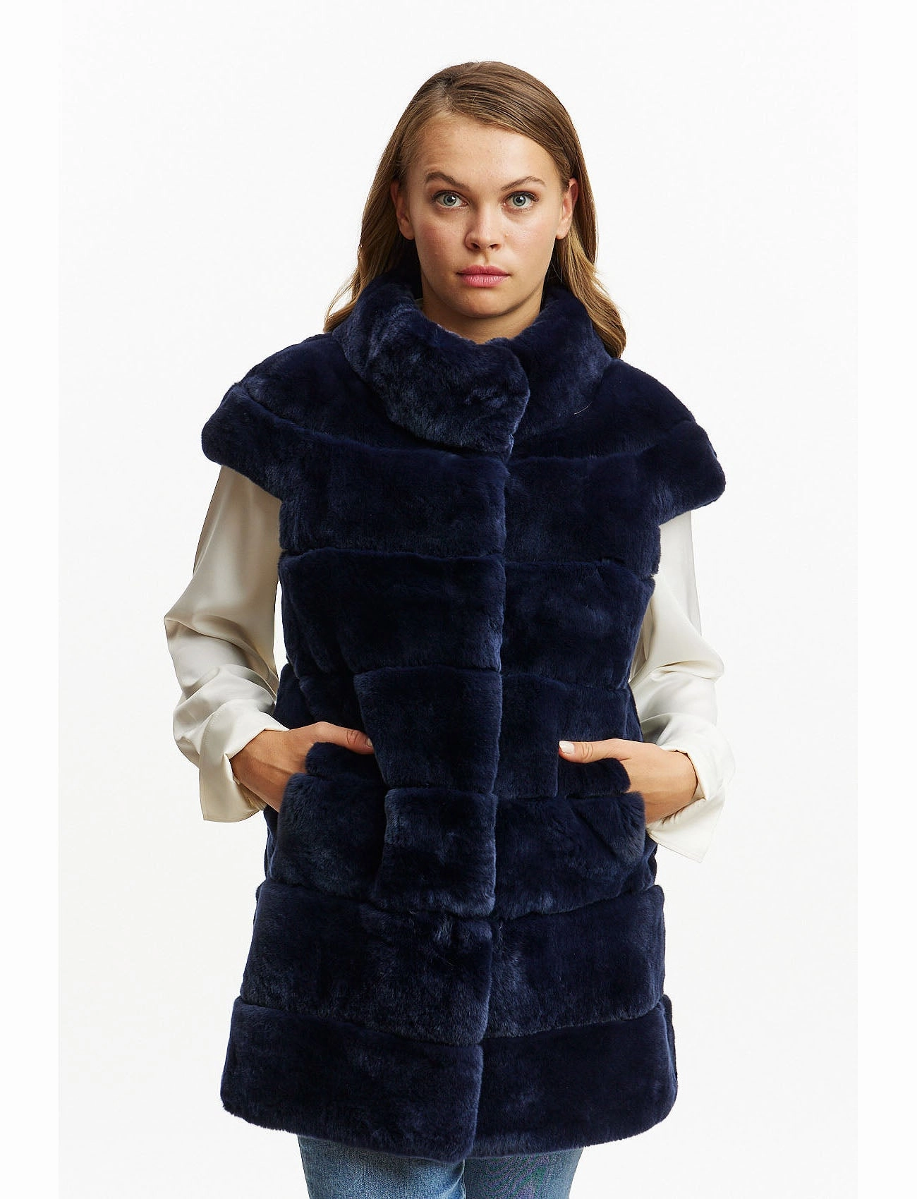 Fur Gilet - navy