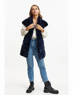 Fur Gilet - navy