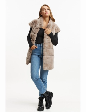 Fur Gilet - nude