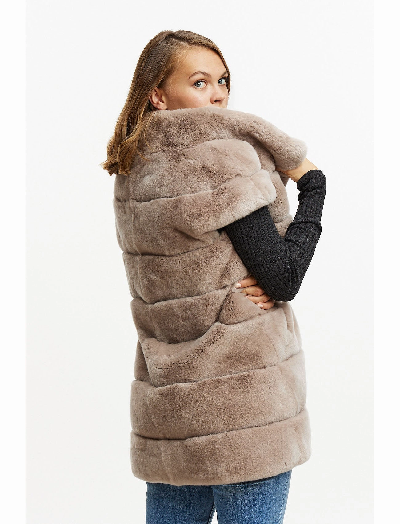 Fur Gilet - nude
