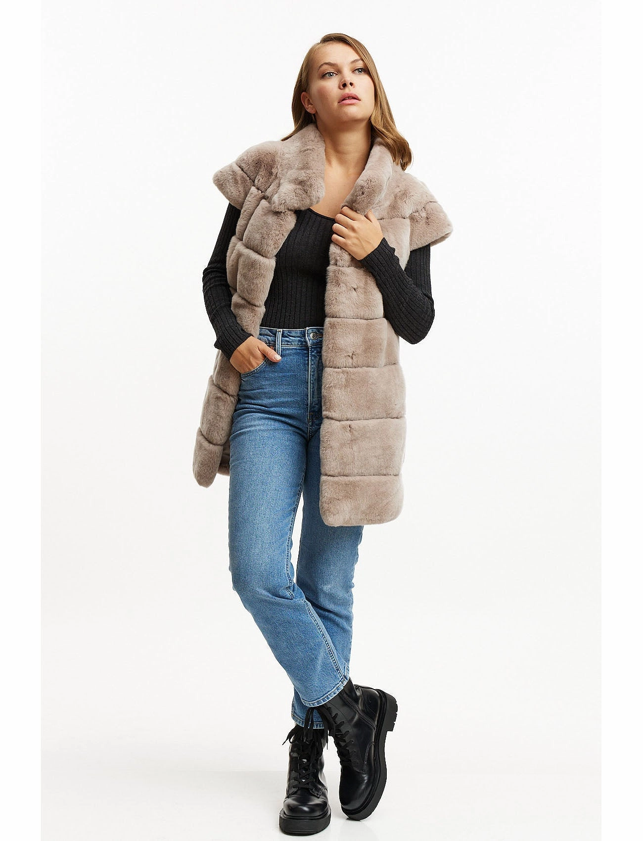 Fur Gilet - nude