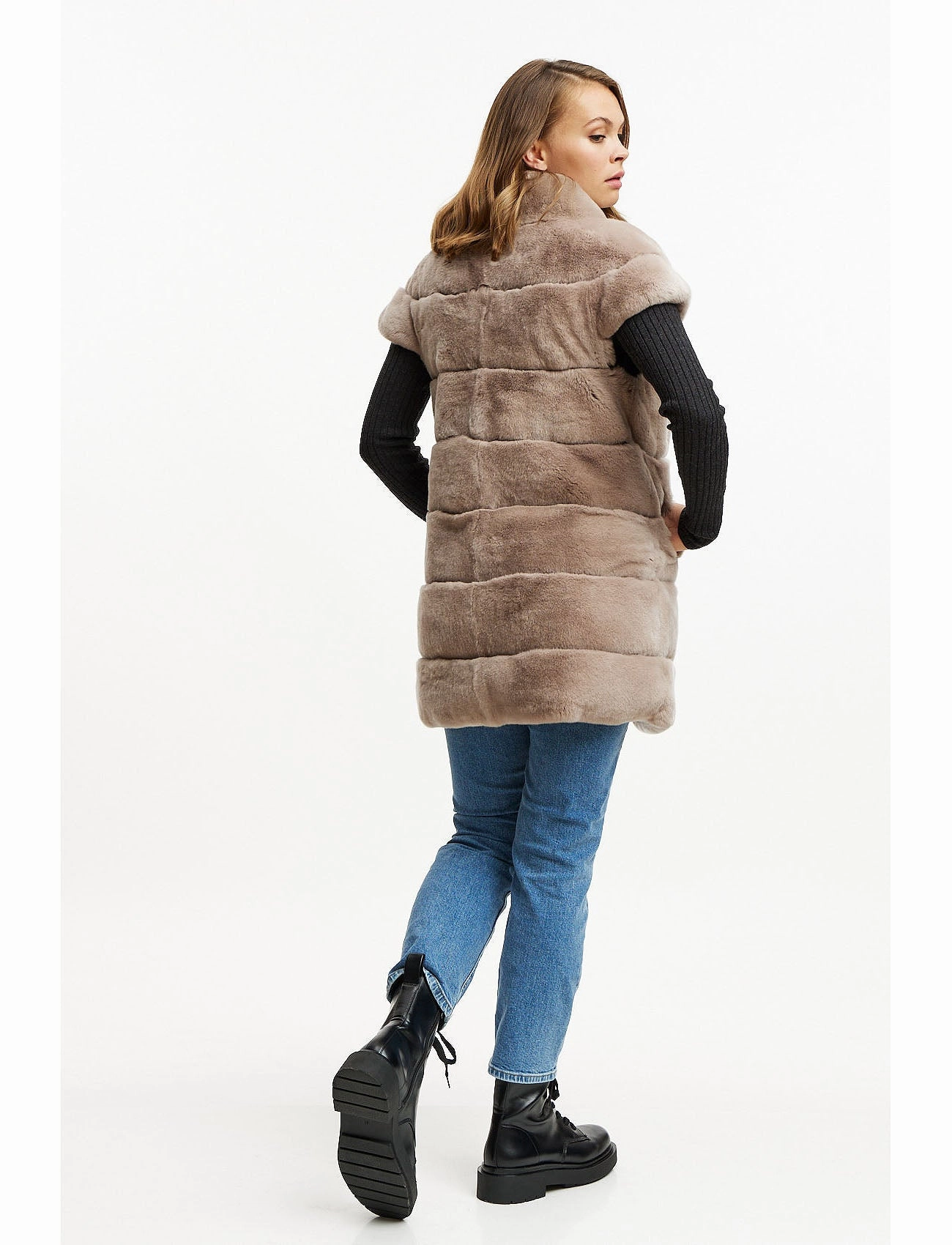Fur Gilet - nude