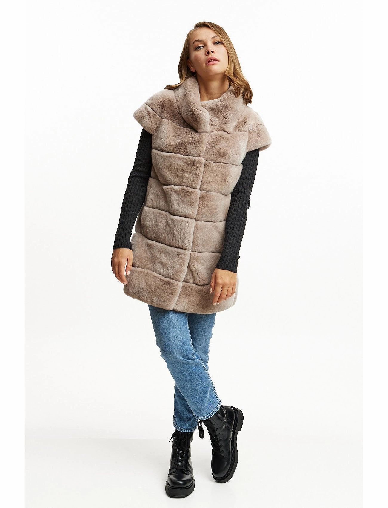Fur Gilet - nude
