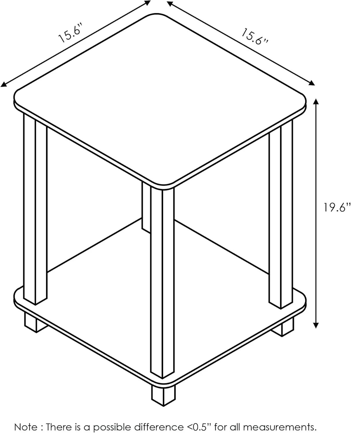 Furinno Simplistic Set of 2 End Table, Columbia Walnut/Black