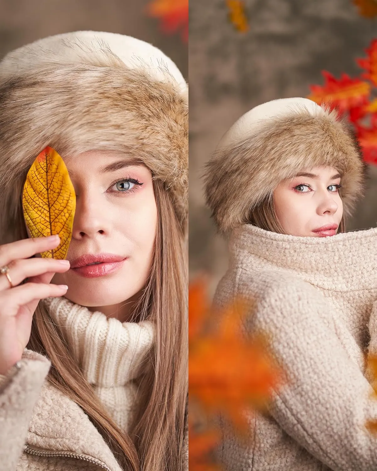 Futrzane Classic Trim Hat - Faux Fur Trimmed Hats for Women - Classy Fleece Cap