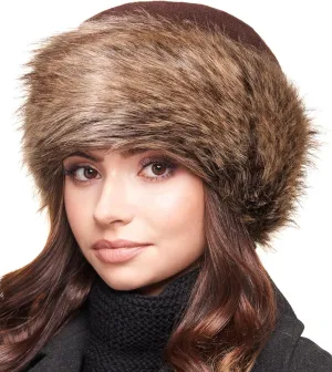 Futrzane Classic Trim Hat - Faux Fur Trimmed Hats for Women - Classy Fleece Cap
