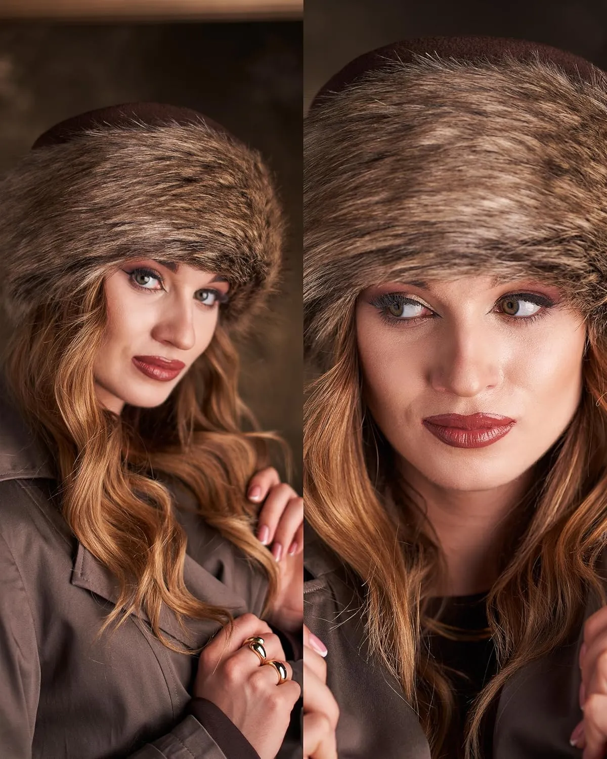 Futrzane Classic Trim Hat - Faux Fur Trimmed Hats for Women - Classy Fleece Cap