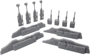 Galactic Legion Desert Planet Walls & Machinery - Miniature Terrain Set - 28mm Scale Scenery - Tabletop Wargaming Minis - Dungeon Accessories - RPG Fantasy Dragon Game Models - Figures for Battle Grid