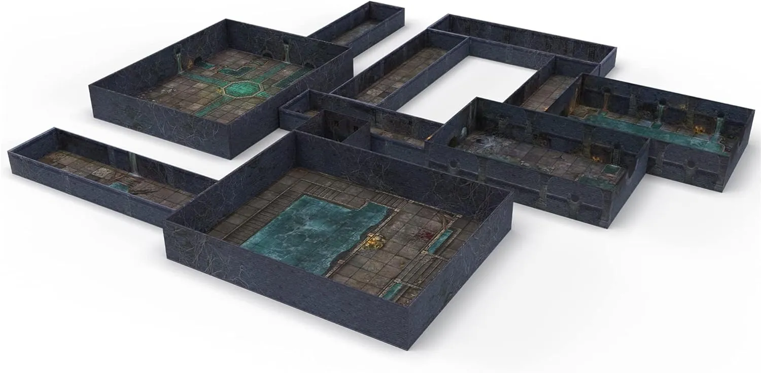 Gale Force Nine Tenfold Dungeon: Dungeons & Sewers - Modular Roleplaying Terrain Set & 5e RPG Adventure (GF9TFD02)