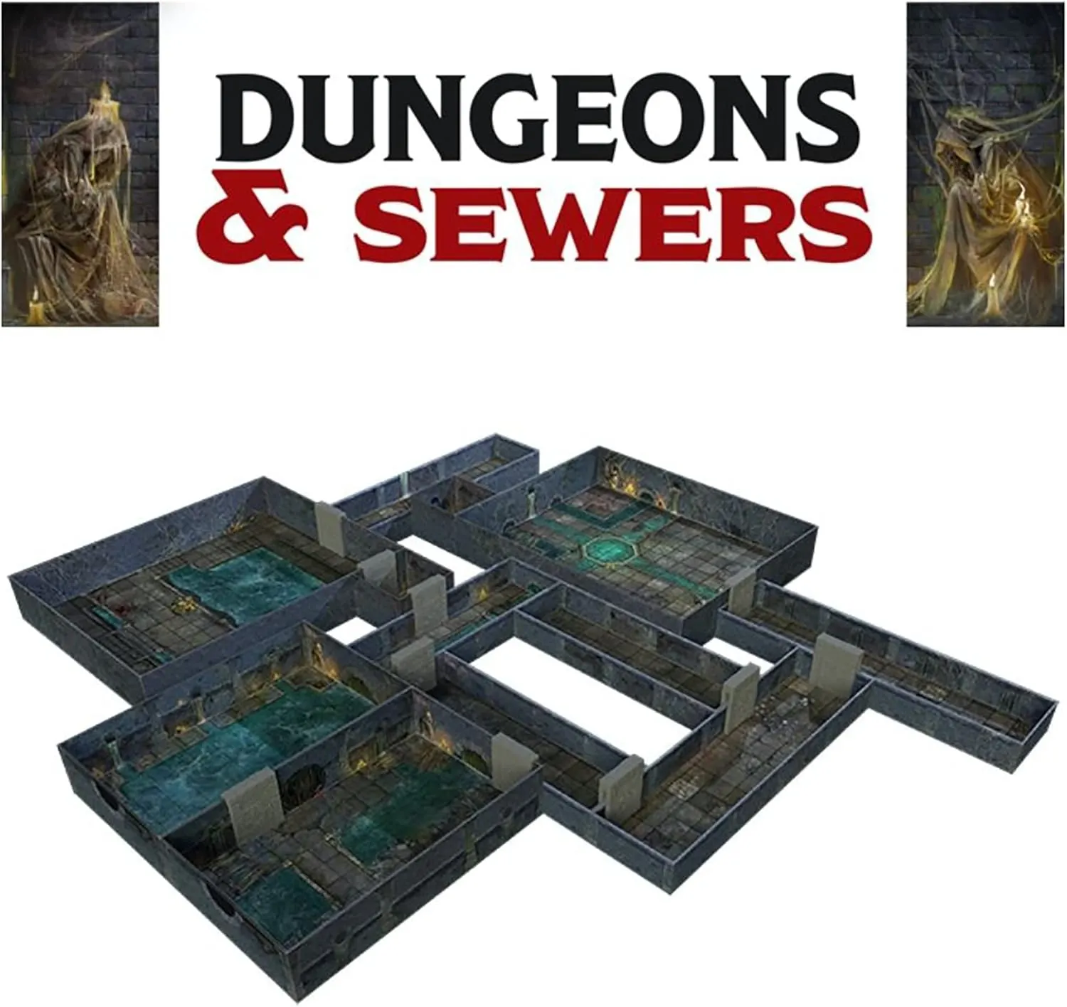 Gale Force Nine Tenfold Dungeon: Dungeons & Sewers - Modular Roleplaying Terrain Set & 5e RPG Adventure (GF9TFD02)