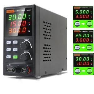 GALOOK DC Power Supply Variable, Bench Power Supply with 3 Memory Storage, Encoder Knob, 4-Digit LED Display, USB Interface Programmable Adjustable Switching Regulated Variable Power Supply(30V 10A)