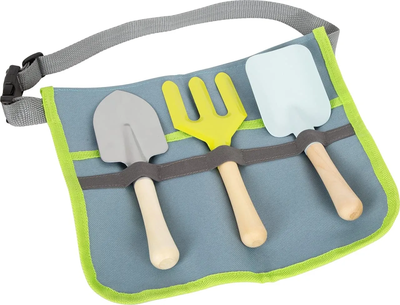 Gardening Toolbelt by Small Foot – 4 Piece Kids Set Includes Adjustable Belt, Shovel, Rake & Spade – Sturdy Metal Heads and Wooden Handles - Develops Motor Skills & Creative Play – Ages 3  Years