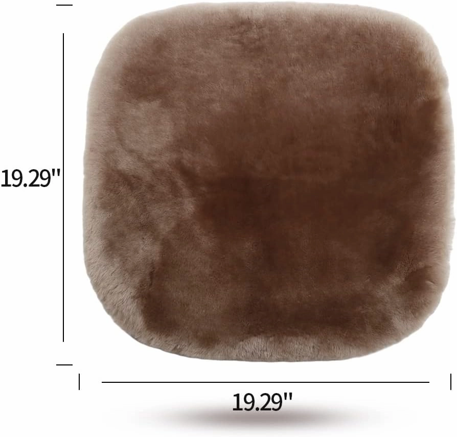Genuine Sheepskin Auto Seat Pad, Australian Soft Wool Seat Cover Breathable and Sweat-Wicking Comfort Warm Universal Fit,19.2 inch x19.2 inch (Front seat Cushion 1pc, Ivory White)