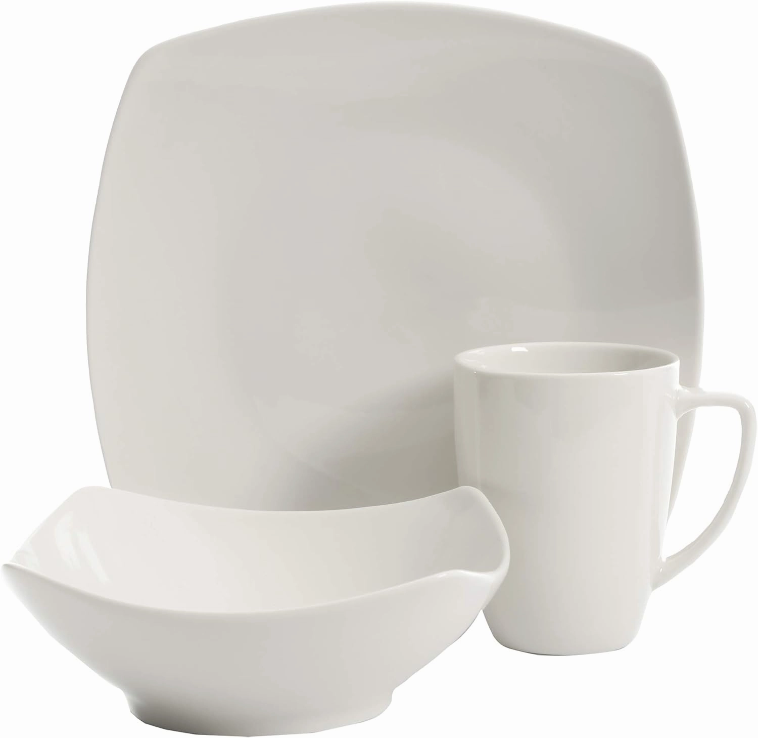 Gibson Home Zen Buffet (Service for 8) 24 Piece Plates and Bowls Porcelain Solid Color Dishes Ceramic Dinnerware Set - White