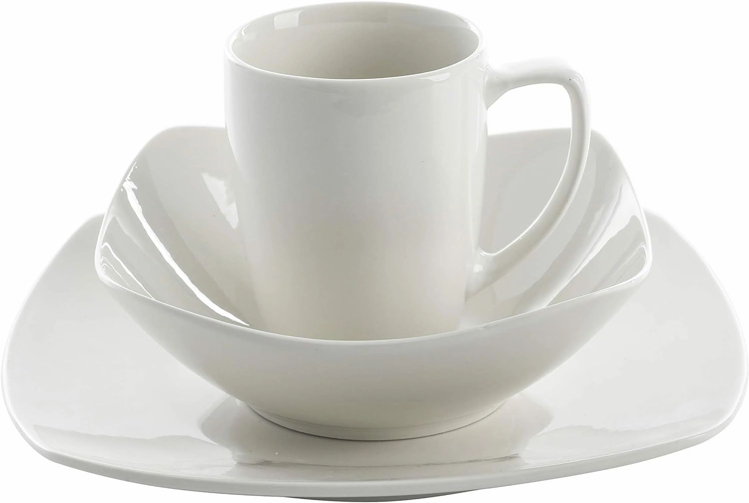 Gibson Home Zen Buffet (Service for 8) 24 Piece Plates and Bowls Porcelain Solid Color Dishes Ceramic Dinnerware Set - White