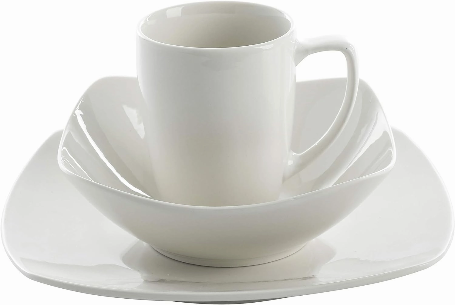 Gibson Home Zen Buffet (Service for 8) 24 Piece Plates and Bowls Porcelain Solid Color Dishes Ceramic Dinnerware Set - White