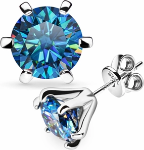 GIGAJEWE Moissanite Stud Earring Round Cut Total 2.0ct,18K White Gold Plated Silver Earring for Women Men…