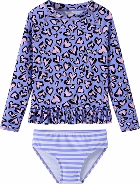 Girls Rash Guard 2-Piece Swimsuit Set Long Sleeve Bathing Suits with UPF 50  Sun Protection