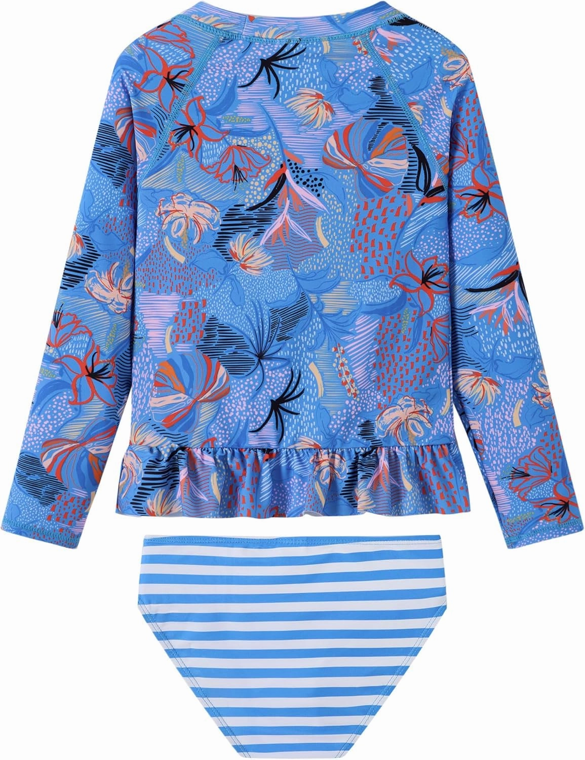 Girls Rash Guard 2-Piece Swimsuit Set Long Sleeve Bathing Suits with UPF 50  Sun Protection