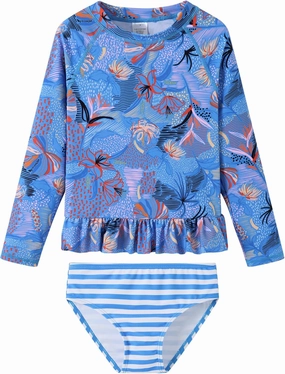 Girls Rash Guard 2-Piece Swimsuit Set Long Sleeve Bathing Suits with UPF 50  Sun Protection
