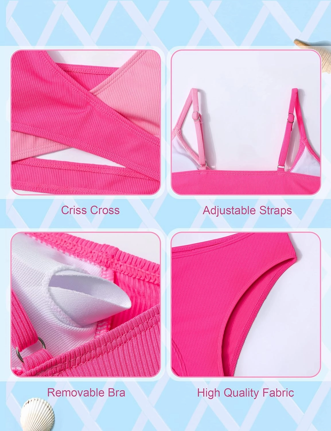 Girls Swimsuits Bikini Set,Two Piece Swimsuit Criss Cross Bathing Suit Girls' Swimwear