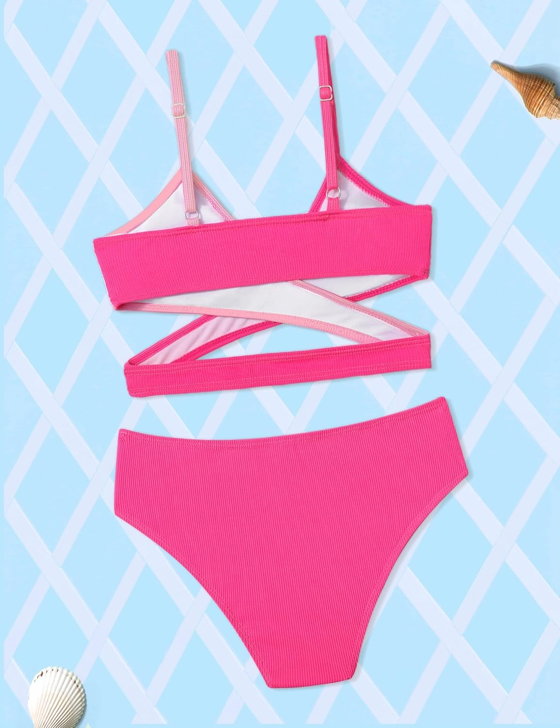 Girls Swimsuits Bikini Set,Two Piece Swimsuit Criss Cross Bathing Suit Girls' Swimwear